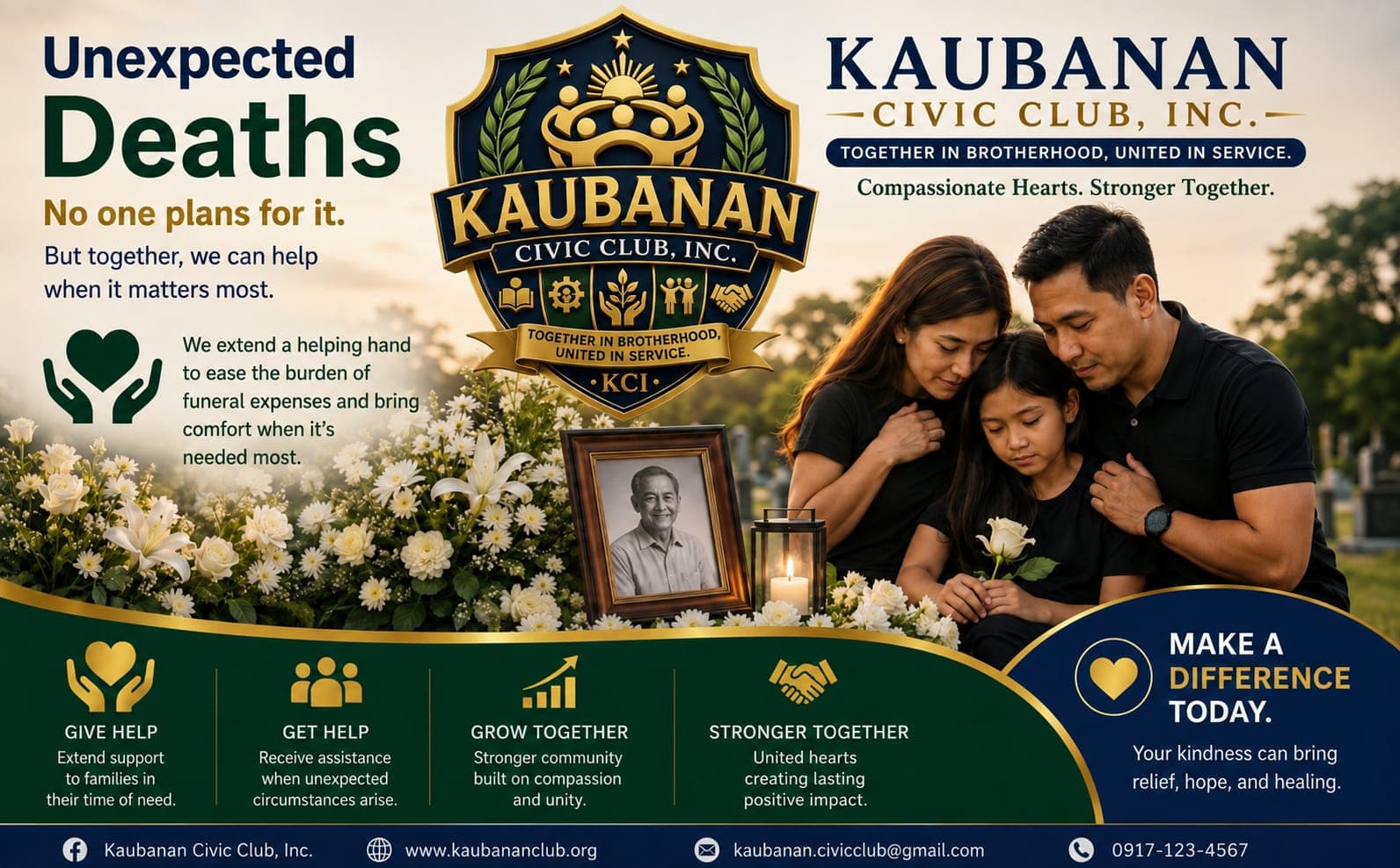 Bereavement assistance — Kaubanan Civic Club helps ease funeral expenses and brings comfort to families in their time of loss.